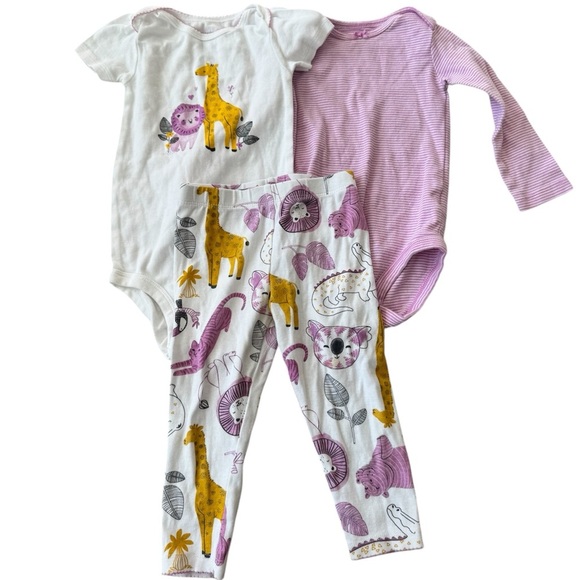Carter’s Baby Girl 3-Piece Outfit Set - Giraffe & Stripes - Size 24 Months - Picture 1 of 11